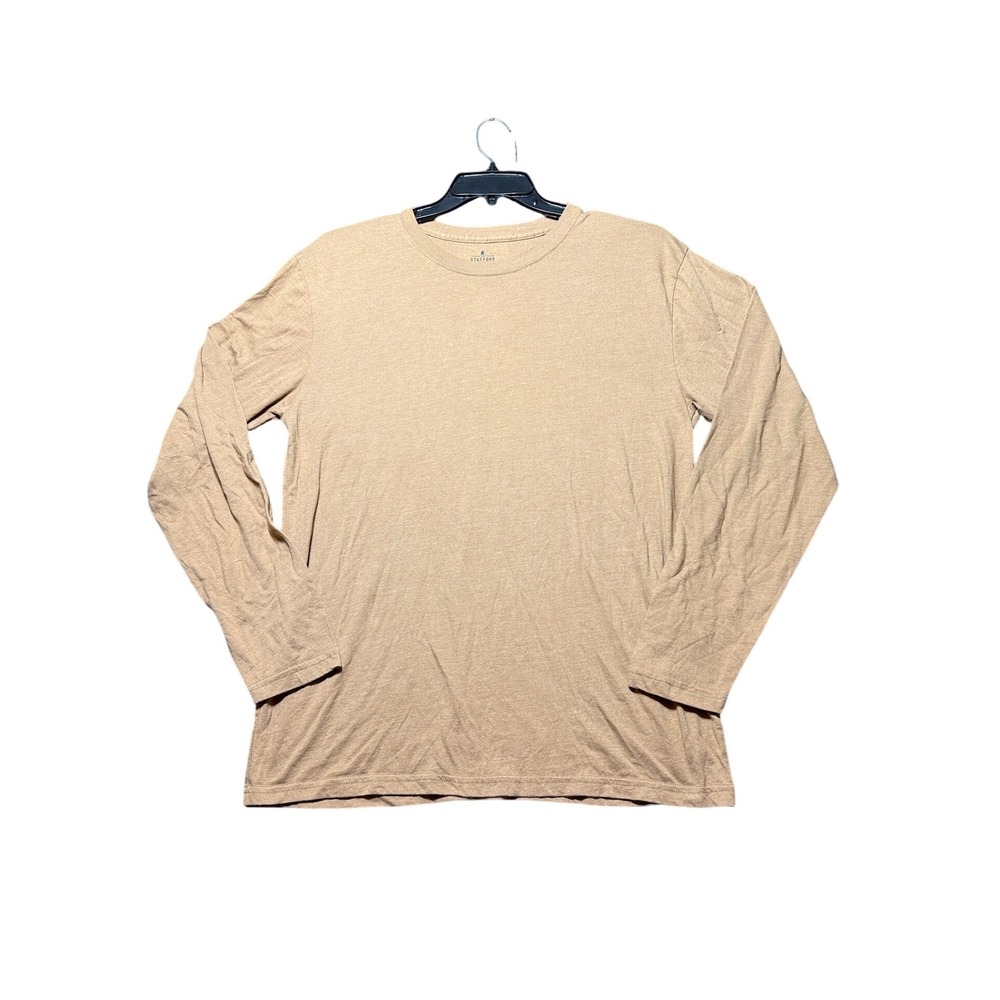 Stafford Long Sleeve T-Shirt Mens Size M Tan Heavyweight Classic Fit